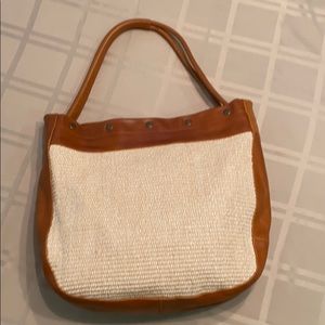 🎉Host Pick🎉 Almost New Furla Straw and Cognac Leather Purse